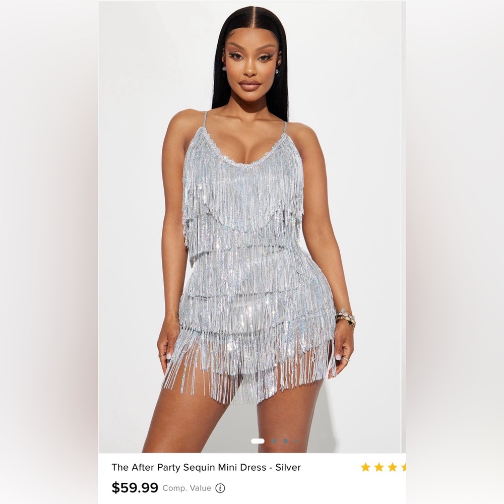 Fashion Nova Silver Sequin Mini Dress